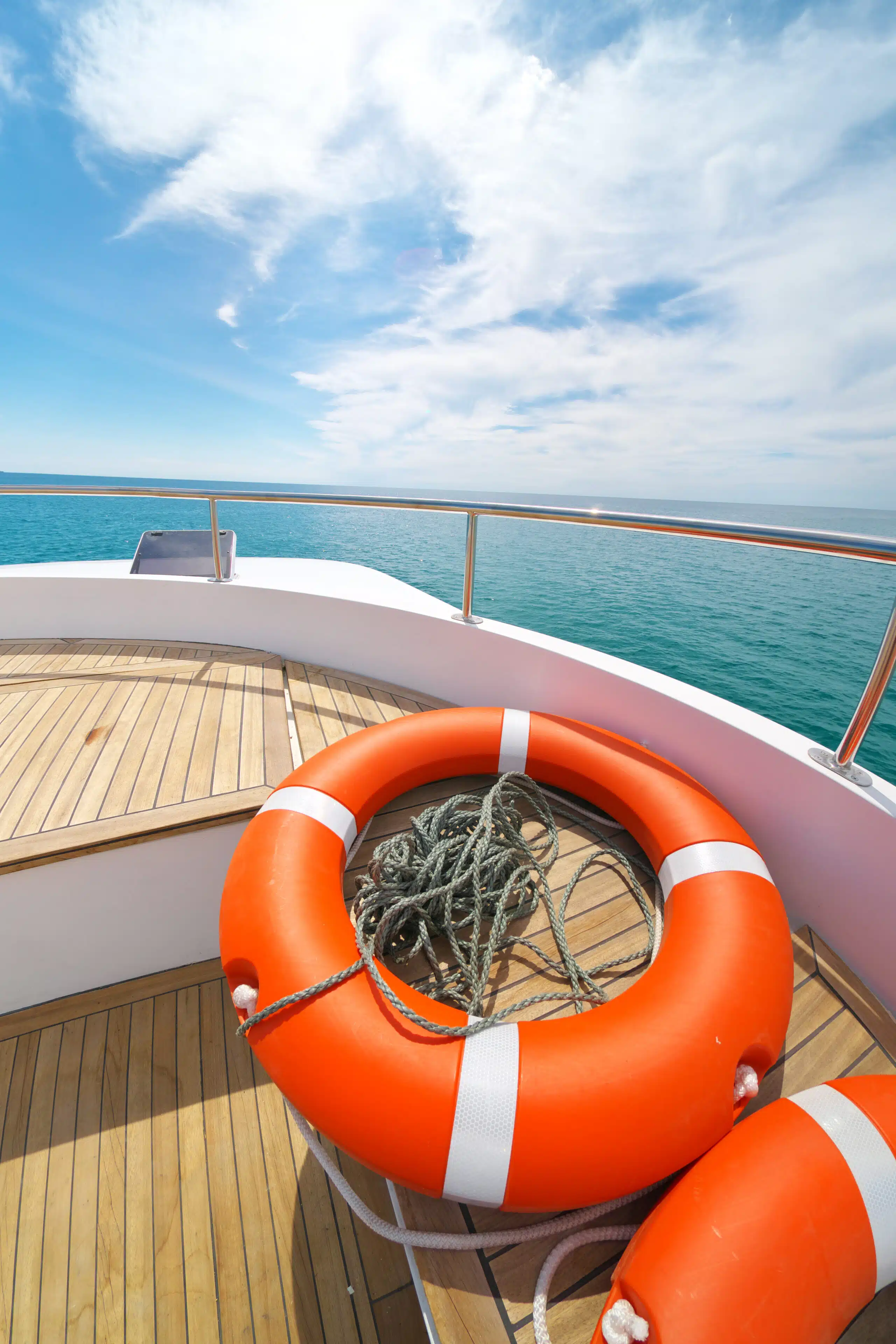 Lifebuoy on the yacht deck.