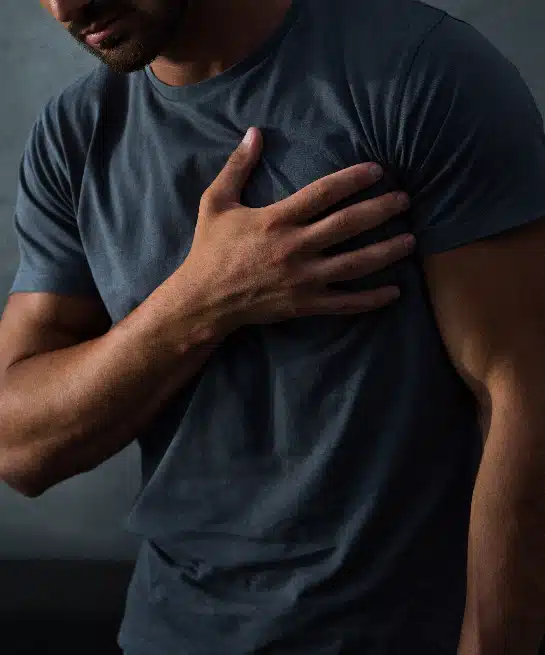 Man having chest heart pain