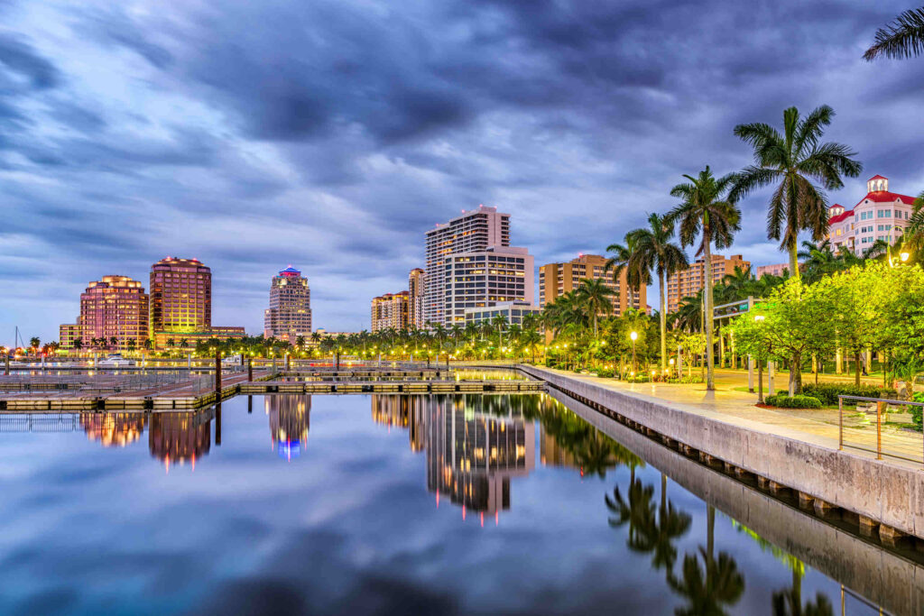 A scenic waterfront skyline highlighting the local area served by Royal Palm Beach rideshare accident lawyers.